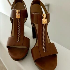 Brown Leather High Heel Sandals
